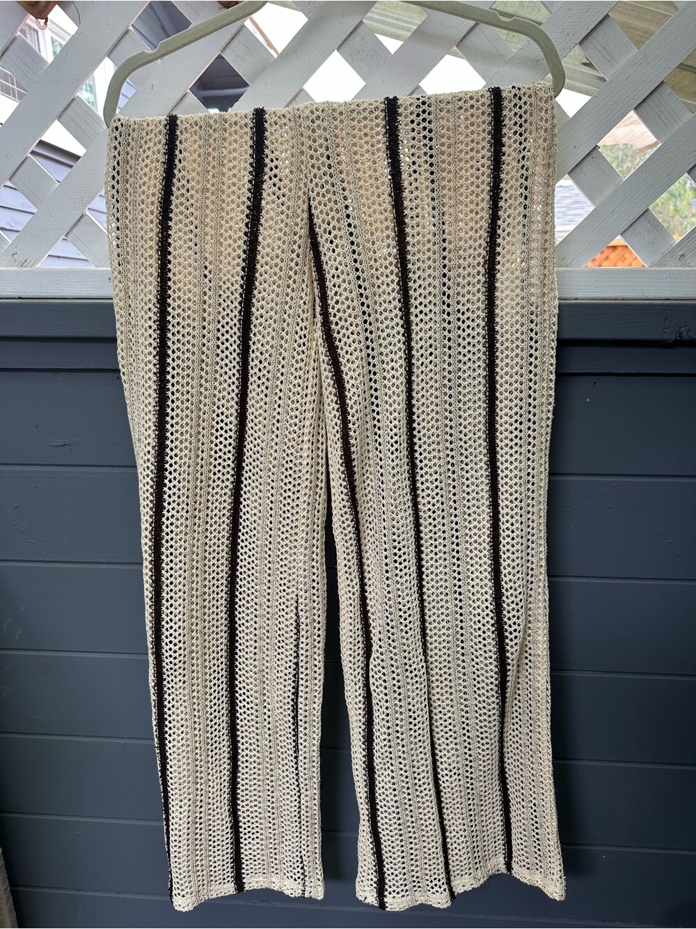 H&M Cream Knit Pants with Black Stripes